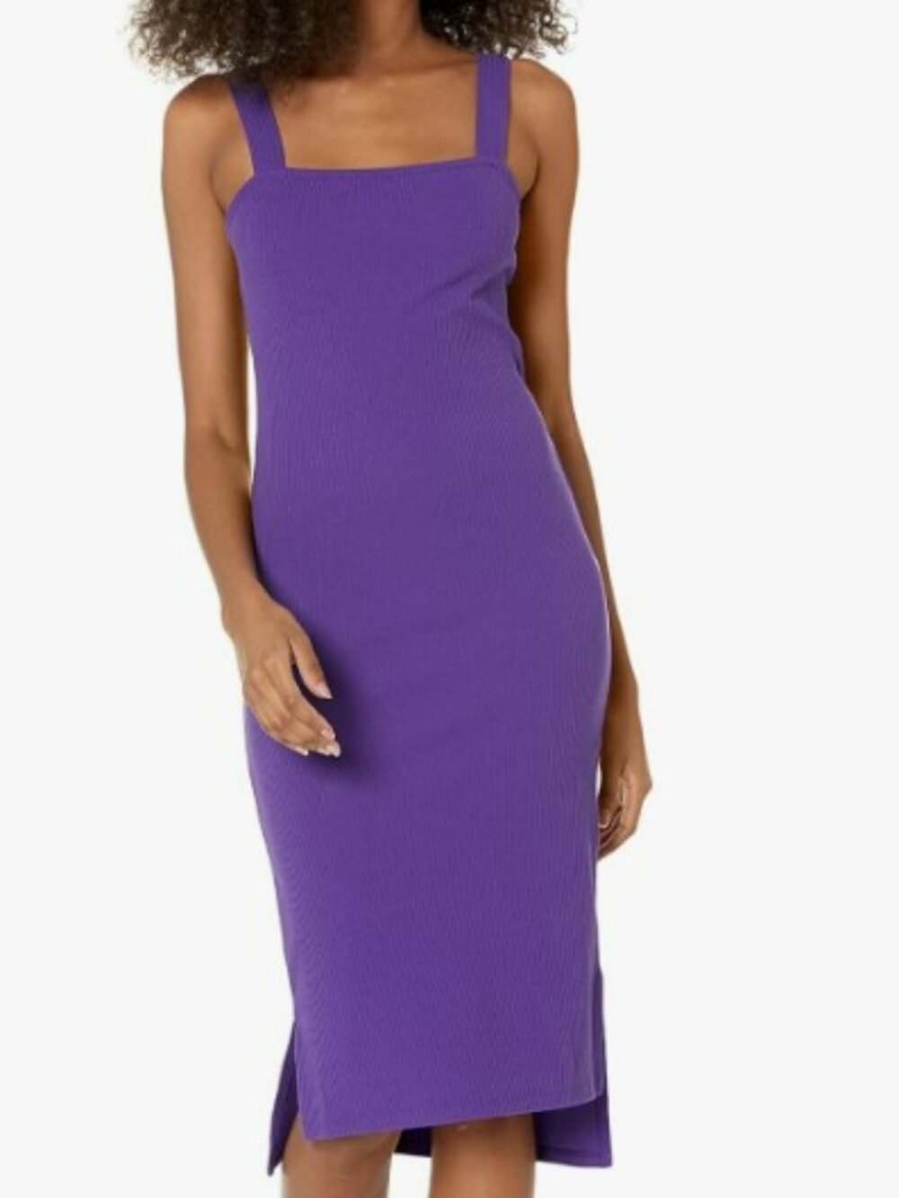 ## ✨ The Drop Purple Ribbed Square-Neck Midi Dress ✨